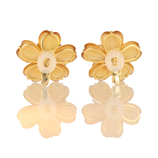 Tenenbaum 18K Gold Carved Citrine Flower Earrings with Diamonds