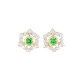 Buccellati 18K Two-Tone Gold Tsavorite Ghirlanda Stud Earrings