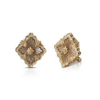 Buccellati Opera Tulle Yellow Gold Button Earrings in Mother-of-Pearl