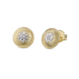 Buccellati Macri Classica Yellow Gold Diamond Button Earrings