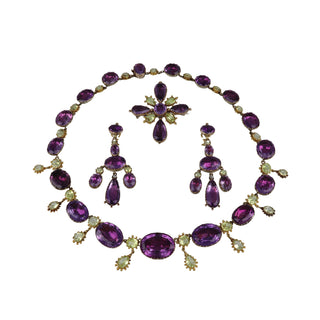 Antique Georgian Amethyst and Chrysoberyl Jewelry Suite