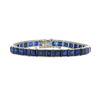 Art Deco Platinum Sapphire Line Bracelet