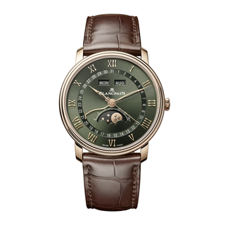 Blancpain 18 Karat Sunburst Green Villeret Quantième Complet