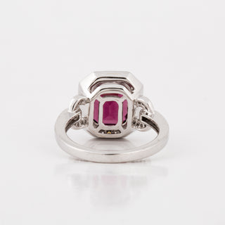 Estate Frederic Sage 14K White Gold Rhodolite Garnet & Diamond Halo Ring