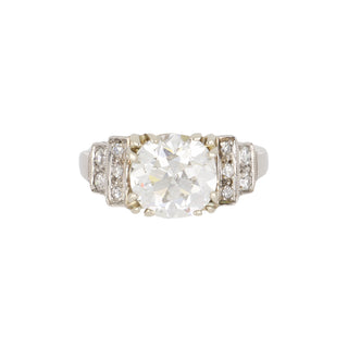 Art Deco Platinum GIA Old European-Cut Diamond Engagement Ring