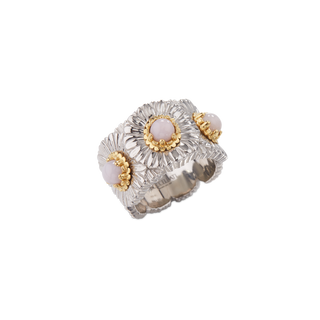 Buccellati Sterling Silver Daisy Eternelle Ring in Pink Opal