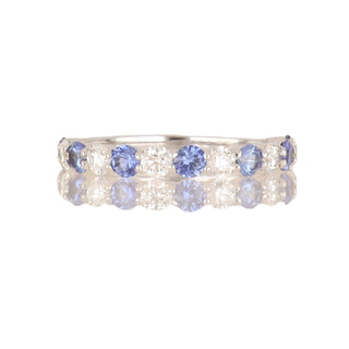 Tenenbaum 18K White Gold Sapphire& Diamond Half Band