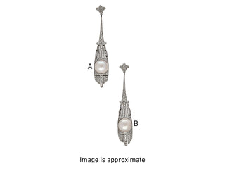 Art Deco Platinum Mabe Pearl and Diamond Fringed Drop Earrings