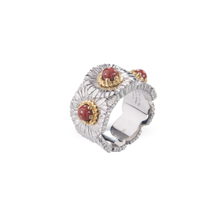 Buccellati Sterling Silver Daisy Eternelle Band in Red Jasper