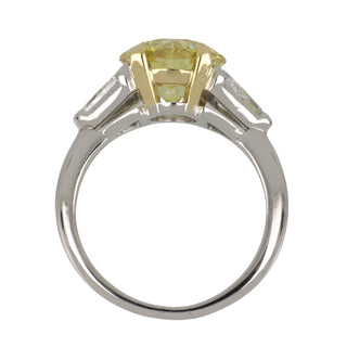 Important Vintage Tiffany & Co. GIA 3.29 Carat Fancy Yellow Diamond Three Stone Engagement Ring