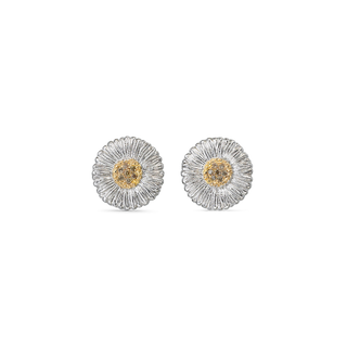 Buccellati Daisy Sterling Silver and Gold Diamond Stud Earrings