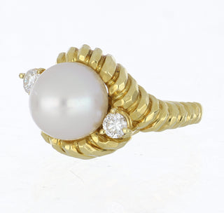 Estate Henry Dunay Pearl & Diamond Ring