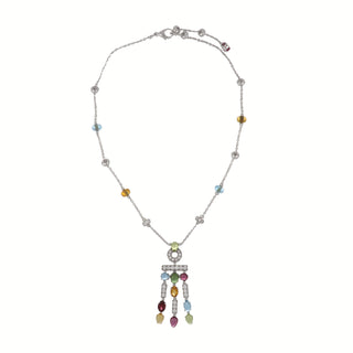 Estate Bulgari 18K White Gold Multi-Gemstone & Diamond Allegra Necklace