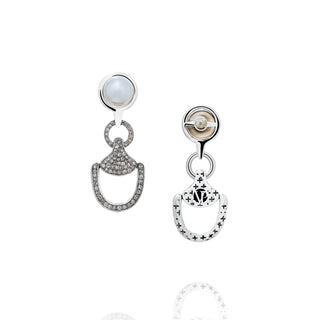 Vincent Peach Sterling Silver Churchill Downs Earrings with Pearl and Diamond