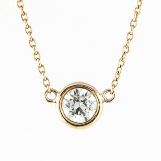 Estate Tiffany & Co. Elsa Peretti 18K Gold Diamond Solitaire Pendant Necklace