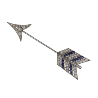 Edwardian Two-Tone Sapphire & Diamond Arrow Jabot Pin