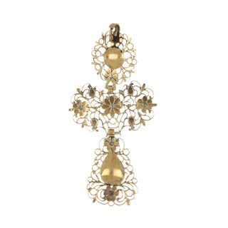 Antique Louis XVI Two-Tone Diamond Filigree Cross Pendant