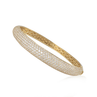 Estate Tiffany & Co. 18K Gold Pave Diamond Bangle Bracelet