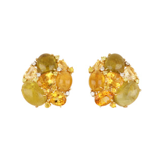 Tenenbaum Collection 18K Gold Tourmaline Cluster Earrings with Diamonds