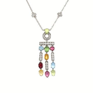 Estate Bulgari 18K White Gold Multi-Gemstone & Diamond Allegra Necklace