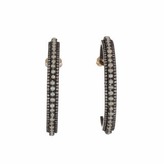 Tenenbaum Collection Two-Tone G&S Cultured Pearl Hoop Earrings with Diamond