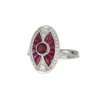 Beverley K 18K White Gold Ruby and Diamond Navette Ring
