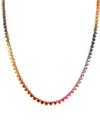 Lisa Nik 18K Rose Gold Rainbow Sapphire Line Necklace