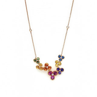 Lisa Nik Rainbow Sapphire Flower Pendant Necklace
