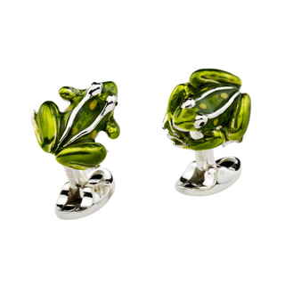 Deakin & Francis Sterling Silver Green Frog Cufflinks