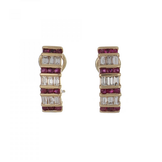 Vintage 14K Gold Ruby & Diamond Earrings