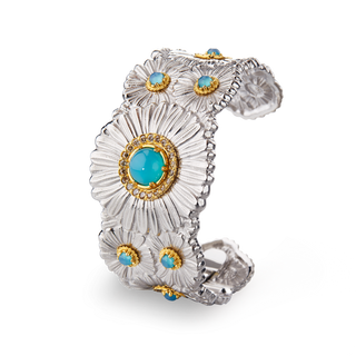 Buccellati Diasy Sterling Silver Cuff Bracelet in Blue Agate