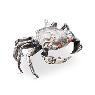 Buccellati Sterling Silver Crab with Coral Eyes