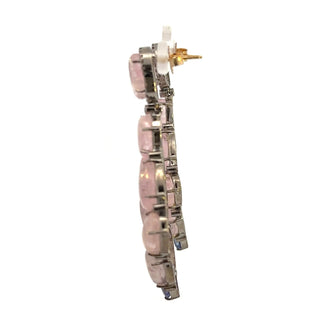 Sterling Silver Morganite Drop Earrings with Tanzanite & Diamond