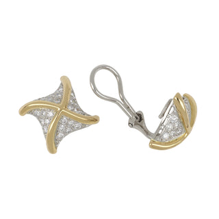 Mid-Century Tiffany & Co. Two-Tone Diamond Pinwheel Earrings