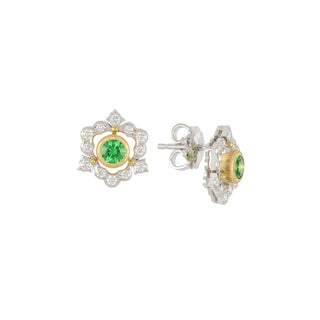 Buccellati 18K Two-Tone Gold Tsavorite Ghirlanda Stud Earrings
