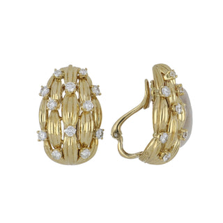 Vintage Tiffany & Co. 18K Gold Diamond Clip Earrings