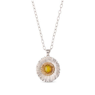 Buccellati Sterling Silver Daisy Pendant Necklace in Yellow Agate