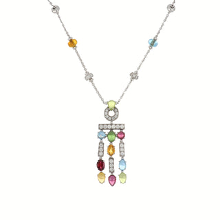 Estate Bulgari 18K White Gold Multi-Gemstone & Diamond Allegra Necklace