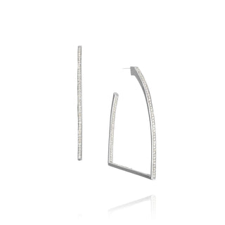 Vincent Peach Sterling Silver Diamond Stirrup Hoop Earrings