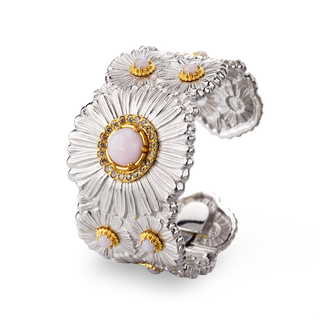 Buccellati Sterling Silver Daisy Cuff Bracelet in Pink Opal