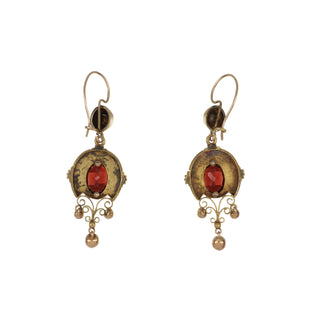 Victorian 14K Gold Garnet Fringe Drop Earrings