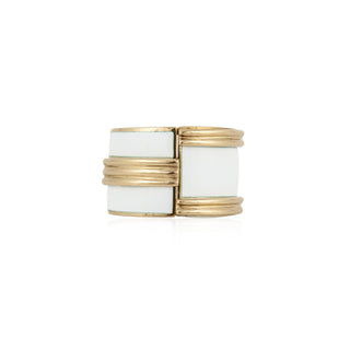 Vintage David Webb 18K Gold Manhattan Minimalism White Enamel Ring