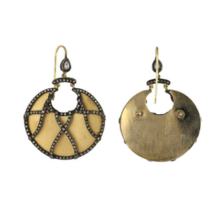 Estate Two-Tone Diamond Crescent Drop Earrings