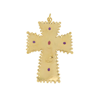 Vintage Jean Mahie 22K Gold Amethyst & Tourmaline Cross