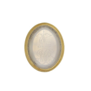 Victorian 14K Gold Carved Fob with White Jadeite Jade