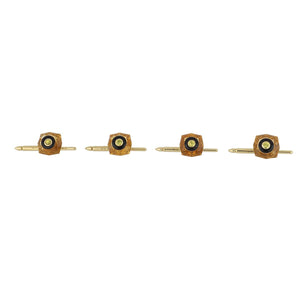 Estate Trianon 18K Gold Citrine and Onyx Cufflinks and 4 Studs with Yellow Sapphires