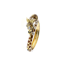 Load image into Gallery viewer, Estate 18K Gold Enamel Giraffe Bangle Bracelet
