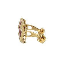 Load image into Gallery viewer, Estate 18K Gold Ruby and Diamond Cube Cufflinks with Four Studs
