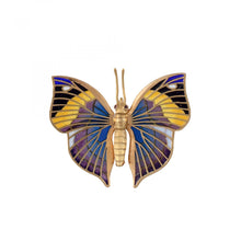 Load image into Gallery viewer, Antique 18K Gold Plique-á-Jour Enamel Butterfly Brooch
