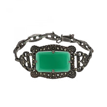 Load image into Gallery viewer, Art Deco Sterling Silver Chalcedony Plaque Bracelet

